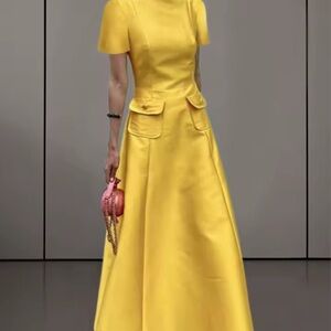 STYLEWE Vibrant Yellow Maxi Dress Sz LARGE Back Zip BNWT